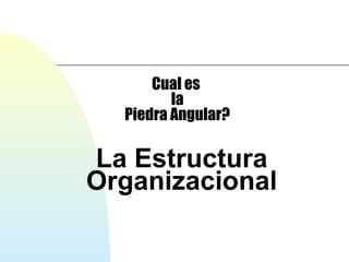 Cual es 
la 
Piedra Angular? 
La Estructura 
Organizacional 
 