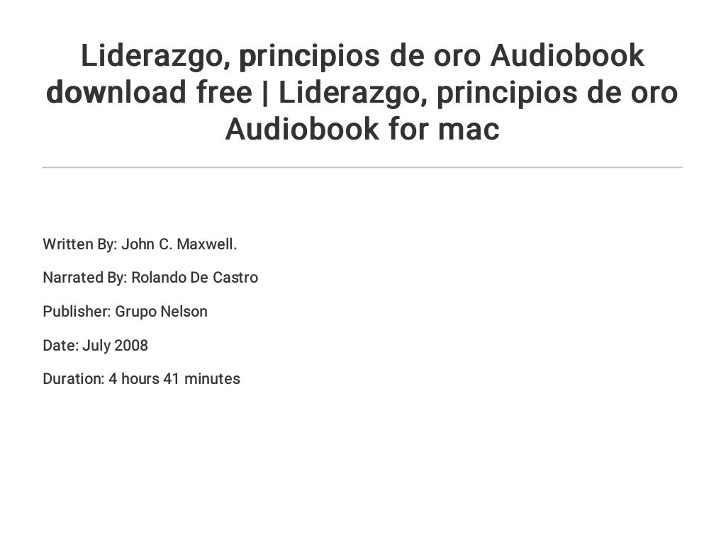 Liderazgo Principios De Oro Audiobook Download Free Liderazgo 