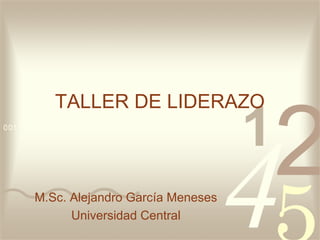 TALLER DE LIDERAZO



M.Sc. Alejandro García Meneses
      Universidad Central
 