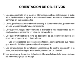  El líder  establece  la dirección al desarrollar una visión  del futuro