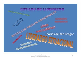 8
Teorías de Mc Gregor
Lic. Federico Fernandez
federico_s_fernandez@hotmail.com
 