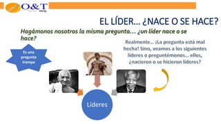 EL LÍDER… ¿NACE O SE HACE?
Hagámonos nosotros la misma pregunta… ¿un líder nace o se
hace?
Es una
pregunta
trampa
Líderes
 