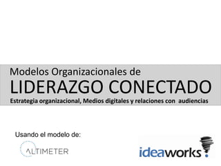 Modelos Organizacionales de
LIDERAZGO CONECTADO
Estrategia organizacional, Medios digitales y relaciones con audiencias



 Usando el modelo de:
 