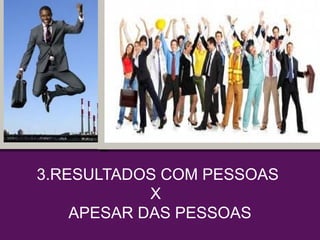 3.RESULTADOS COM PESSOAS 
X  
APESAR DAS PESSOAS
 