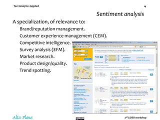 Text Analytics Applied (LIDER roadmapping presentation)