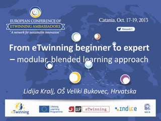 From eTwinning beginner to expert
– modular, blended learning approach
Lidija Kralj, OŠ Veliki Bukovec, Hrvatska

 