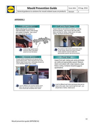 Mould Prevention Guide Issue date 19 Aug. 2016
General guidance to solutions for mould related issues on products Version 1
13
Mould prevention guide (MPR/08/16)
APPENDIX 2
 