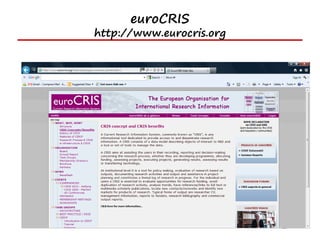 euroCRIS
http://www.eurocris.org
 