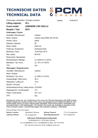 Liebherr ltm 1055-3.2 2015 for sale used crane, Gebrauchte Kran zu ...