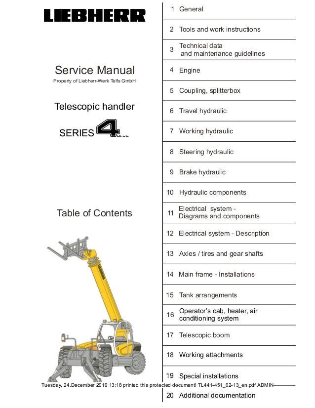 Liebherr Tl451 13 Telescopic Handler Service Repair Manual Liebherr Tl451 13 Telescopic Handler Service Repair Manual