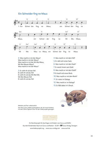Ein Beneﬁzprojekt für das Singen mit Kindern von Carus und SWR2
Aus dem Kinderlieder-Buch von Carus und Reclam © 2011 Caru...