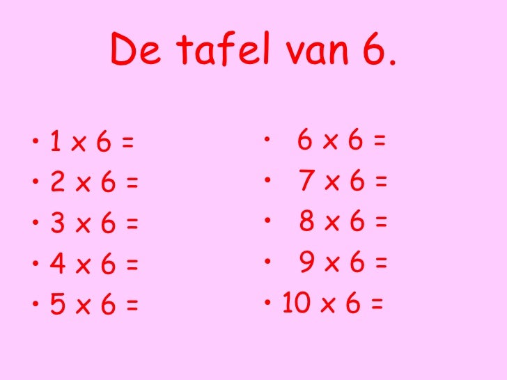 Afbeeldingsresultaat voor maaltafel van 6