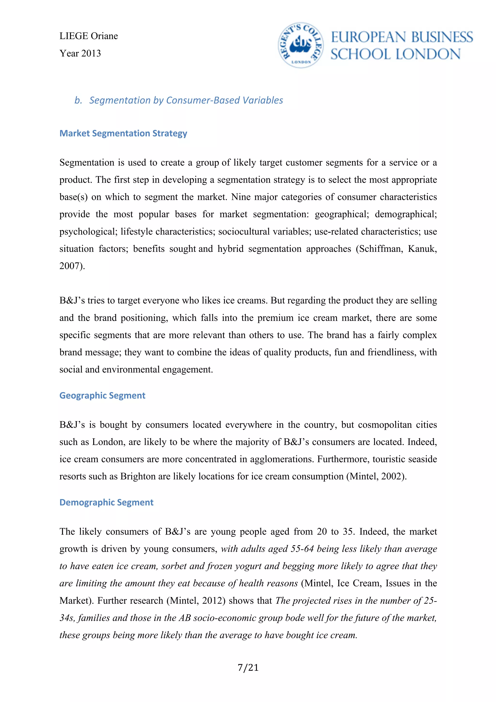 Consumer Behaviour Report - Ben & Jerry's | PDF