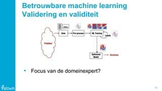 12
• Focus van de domeinexpert?
Betrouwbare machine learning
Validering en validiteit
 