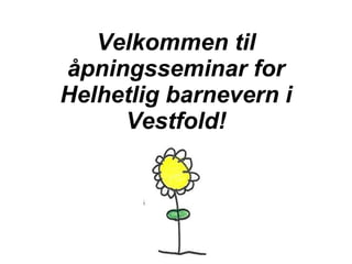 Velkommen til åpningsseminar for Helhetlig barnevern i Vestfold! 