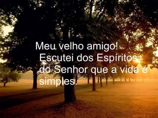 Meu velho amigo! Escutei dos Espíritos do Senhor que a vida é simples. 