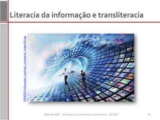 Literacia da informação e transliteracia
    C0096553-Information_overload,_conceptual_image-SPL.jpg




                                                              Webinars BAD - Da literacia da informação à transliteracia - Set 2012   38
 