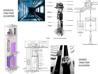 GEARLESS
TRACTION
ELEVATORS
GEARED
TRACTION
ELEVATORS
KEDHEESWARAN K M.Arch
 