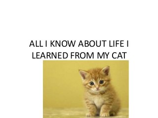 ALL I KNOW ABOUT LIFE I
LEARNED FROM MY CAT
 