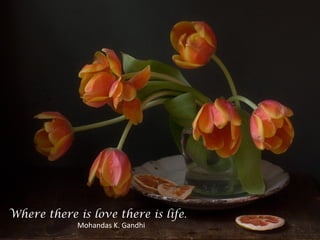 Where there is love there is life.
Mohandas K. Gandhi
 