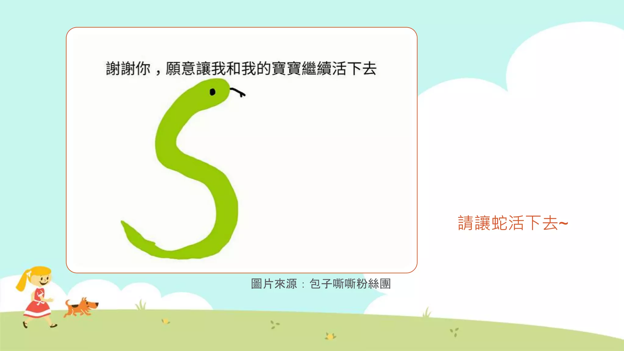 請讓蛇活下去~
圖片來源：包子嘶嘶粉絲團
 