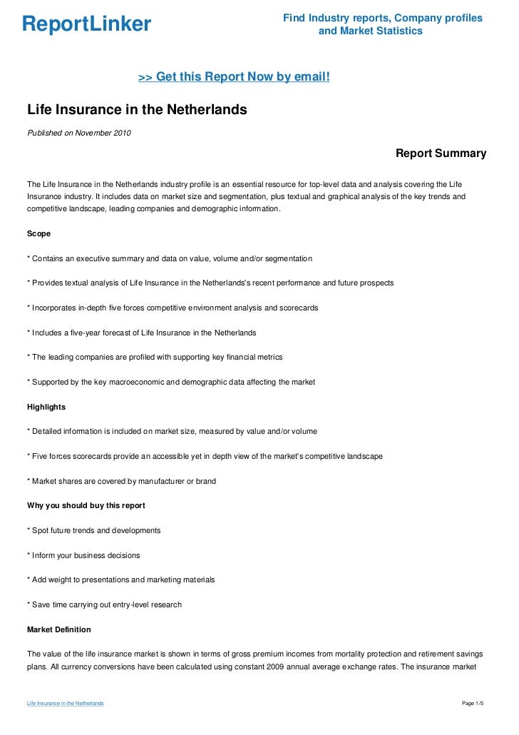 Life Insurance In The Netherlands