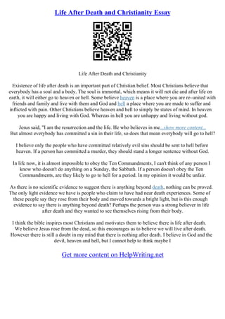 Life After Death Essay | PDF