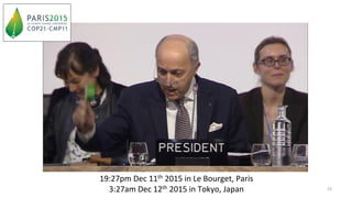19:27pm Dec 11th 2015 in Le Bourget, Paris
3:27am Dec 12th 2015 in Tokyo, Japan 23
 