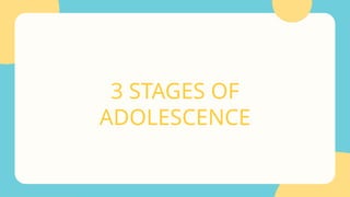 3 STAGES OF
ADOLESCENCE
 