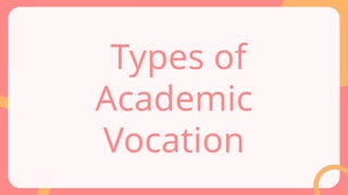 Types of
Academic
Vocation
 