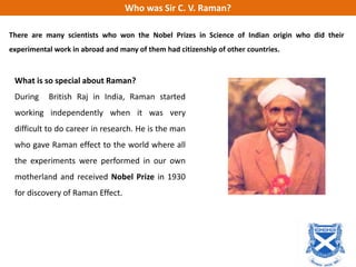 India Raman Sir Life and work of sir c. v. raman | PPTX