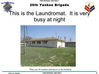 This is the Laundromat.  It is very busy at night There are 30 washers and dryers in the building 