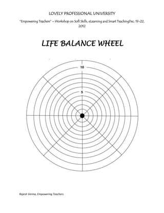 Life balance wheel, stress & time questionnaire | DOCX