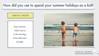 How did you use to spend your summer holidays as a kid?
Every summer…


I didn’t use to…


In the morning…


In the afternoon…


At night…
USED TO / WOULD
 