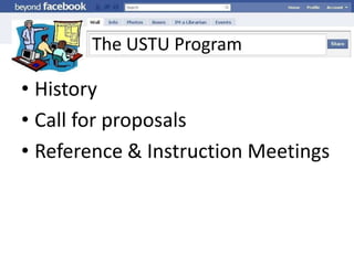 The USTU ProgramHistoryCall for proposalsReference & Instruction Meetings