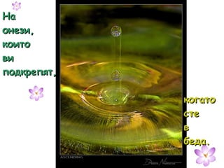 На онези, които ви подкрепят, когато сте в беда. 