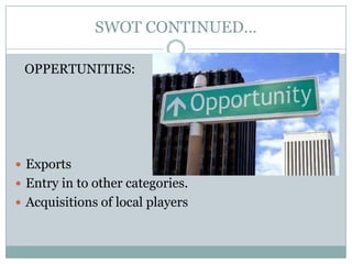 SWOT ANALYSIS OF NIRMASTRENGTH:BACKWARDINTEGRATION (Into 2 main raw materials- alkyl benzene and soda ash)MARKET LEADERSHIPDISTRIBUTION NETWORK