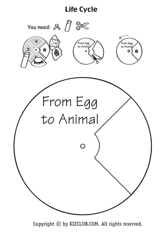 Life Cycle

You need:

    4                  From Egg           From Egg
                       to Animal          to Animal
3       1
    2




        From Egg
        to Animal




    Copyright c by KIZCLUB.COM. All rights reserved.