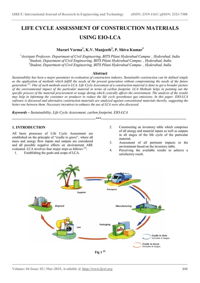 Life cycle assessment of construction materials using eio lca | PDF ...