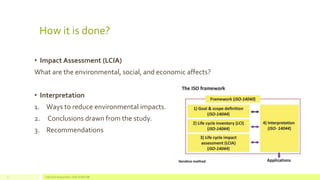 How it is done?
• Impact Assessment (LCIA)
What are the environmental, social, and economic affects?
• Interpretation
1. Ways to reduce environmental impacts.
2. Conclusions drawn from the study.
3. Recommendations
Life Cycle Assessment_ CIVIL SCHOLAR7
 
