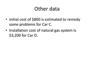 From this LCC analysis, Car D is the most
economical for the buyer. From this simplified
LCC analysis its benefits and pur...