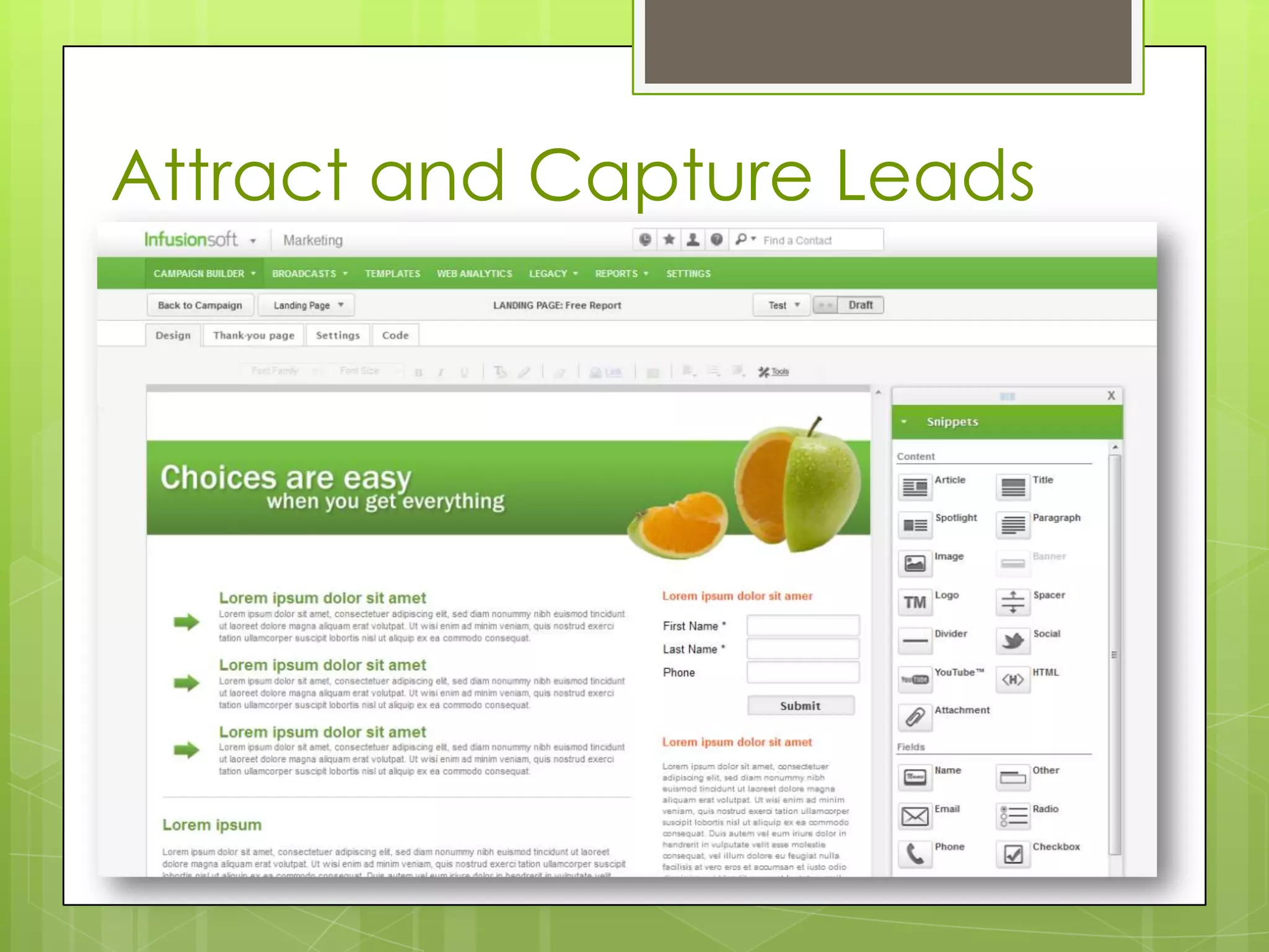 Attract and Capture Leads
 