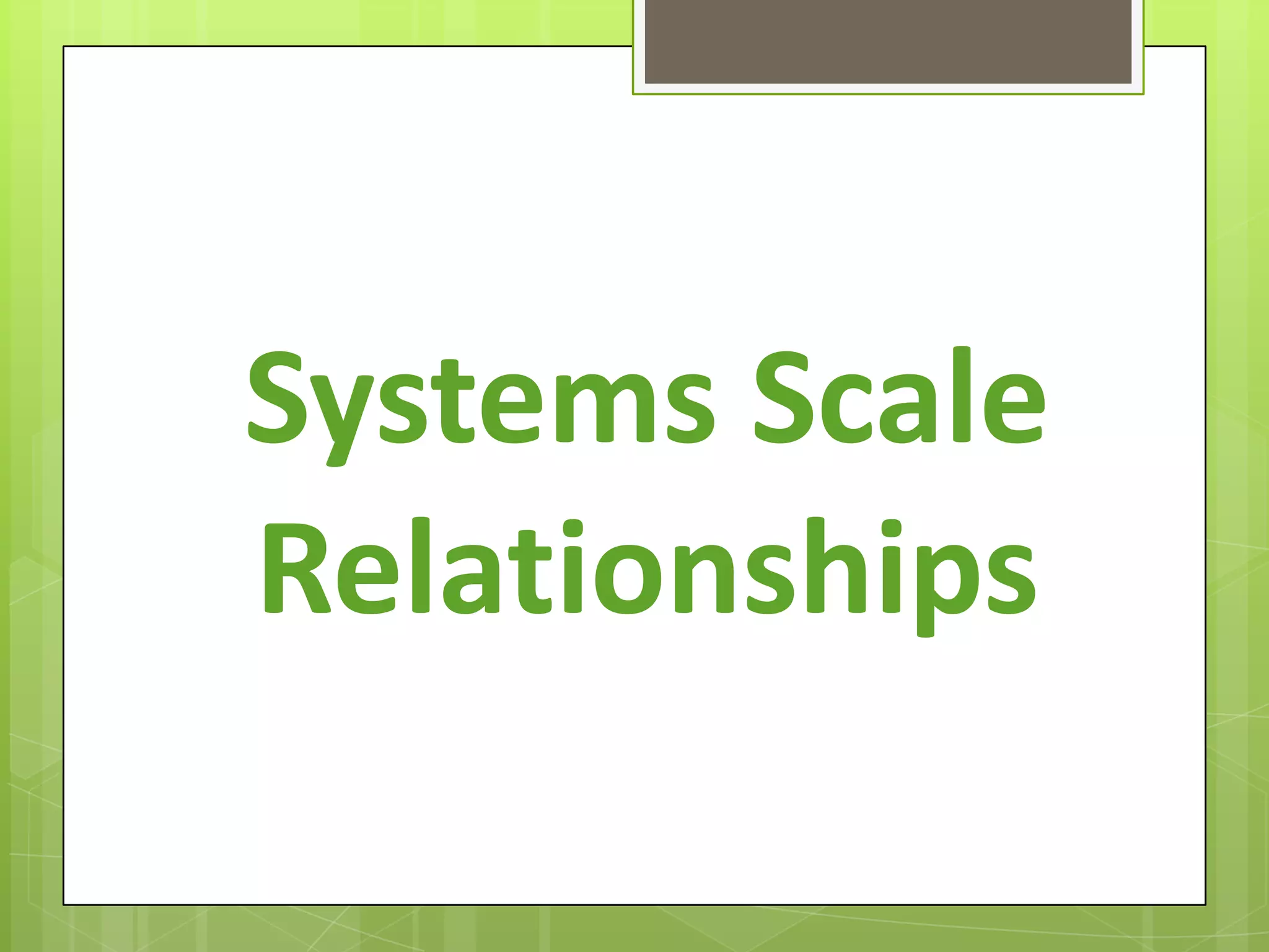 Systems Scale
Relationships
 