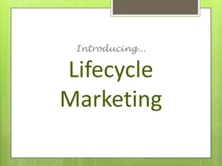 Introducing...

Lifecycle
Marketing
 