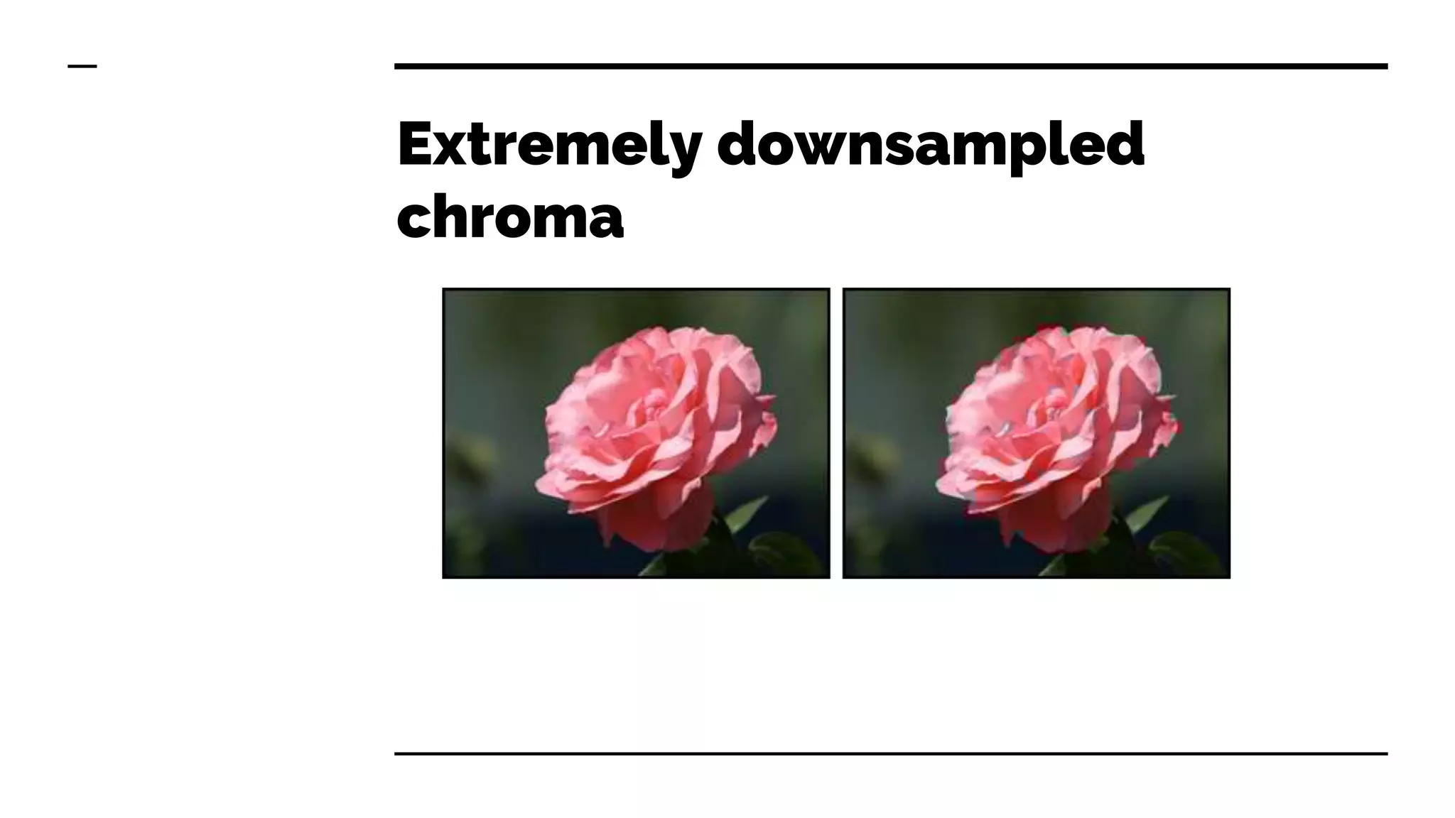Extremely downsampled
chroma
 