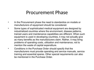 Life Cycle of Medical Equipment, CODIFICATION, SPECIALIZATION AND ...