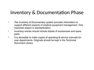 Life Cycle of Medical Equipment, CODIFICATION, SPECIALIZATION AND ...