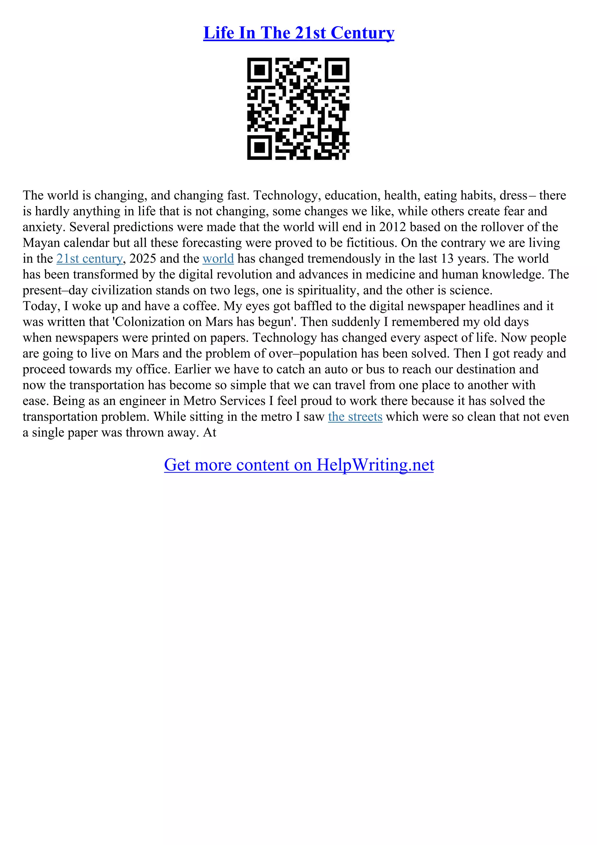 Life In 2050 Essay PDF