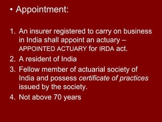 Casualty actuariesNon-life/general insurance act.