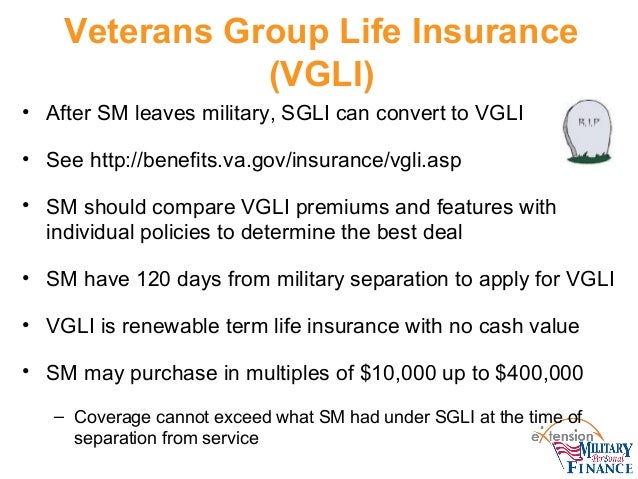 Veterans Group Life Insurance Rate Chart